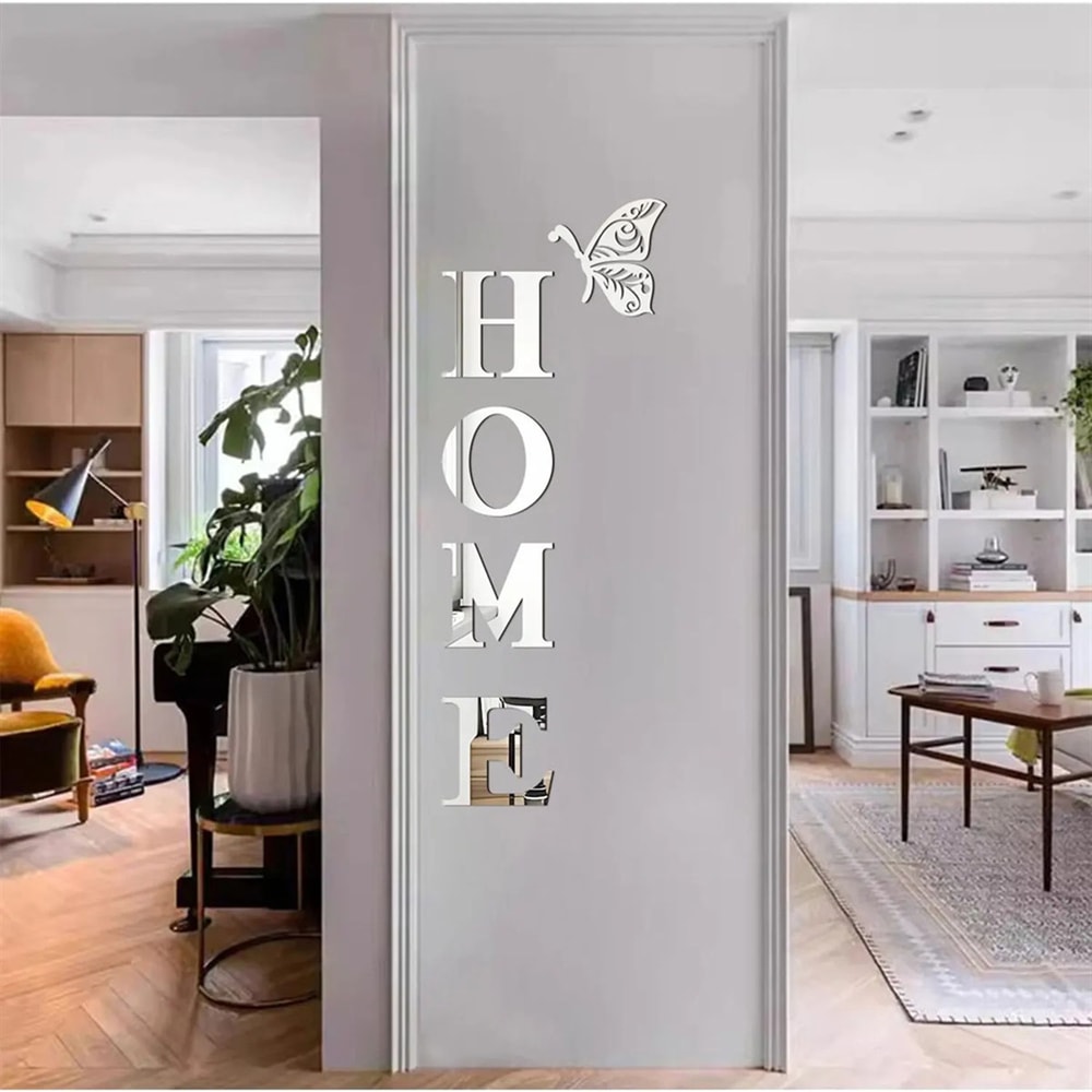 Entrance Decoration HOME Home Logo 3D Mirror Wall Sticker