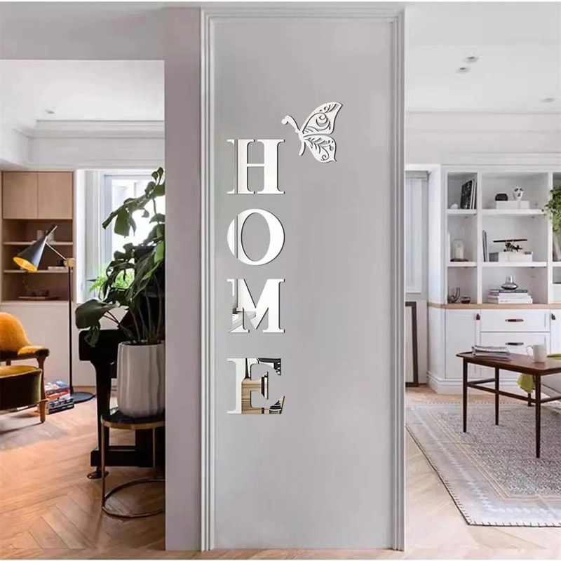 Entrance Decoration HOME Home Logo 3D Mirror Wall Sticker