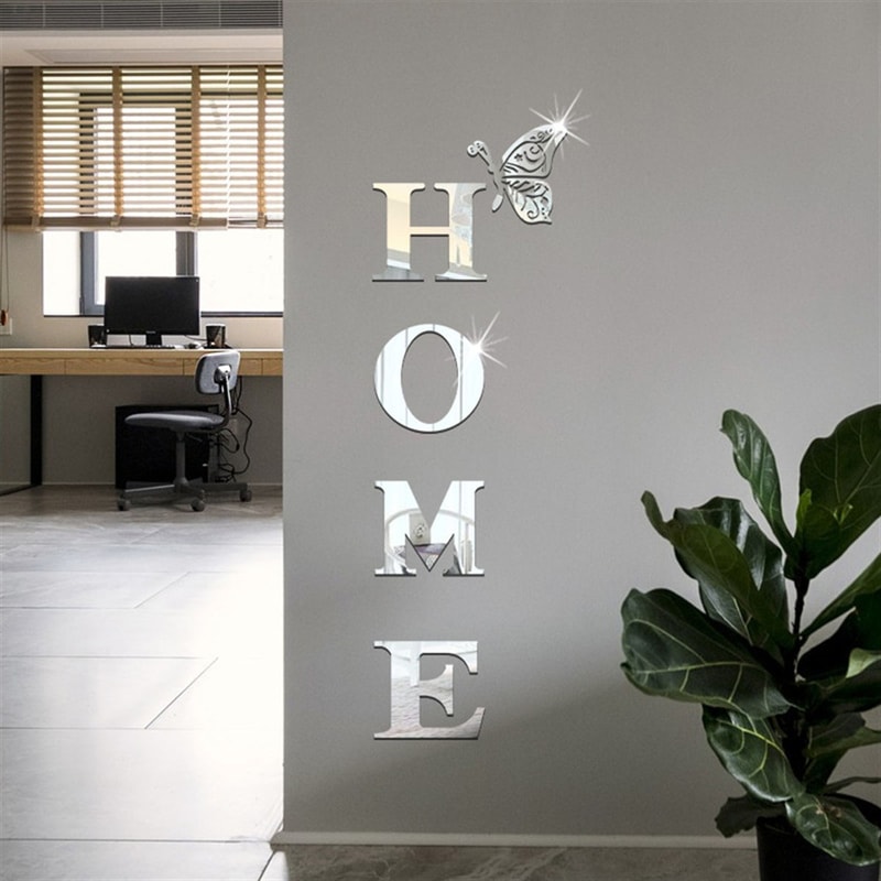 Entrance Decoration HOME Home Logo 3D Mirror Wall Sticker