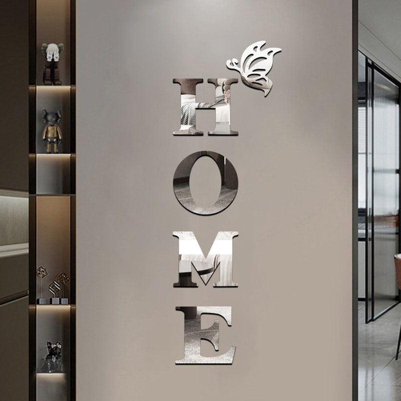 Entrance Decoration HOME Home Logo 3D Mirror Wall Sticker