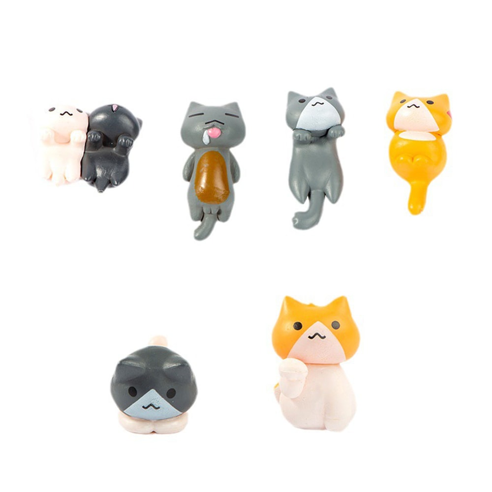 Cartoon Cat Figurines for Car Dashboard PVC Plant Pots Screen Edge Decor