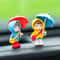 Mini Car Interior Decoration, Cute Umbrella Couple Action Figures for Rearview Mirror, Dashboard Ornaments and Gift