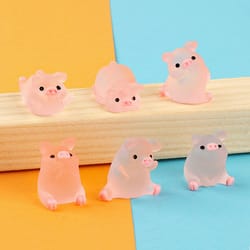 set glow-in-the-dark resin piggy ornaments diy keychain micro-landscaping accessories home desktop car decoration
