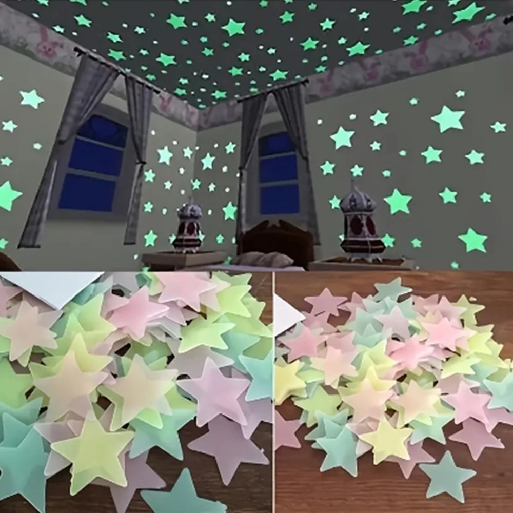 Fluorescent Stereo Wall Stickers Luminous Star Glow Stickers For Bedroom Wall Decoration 0