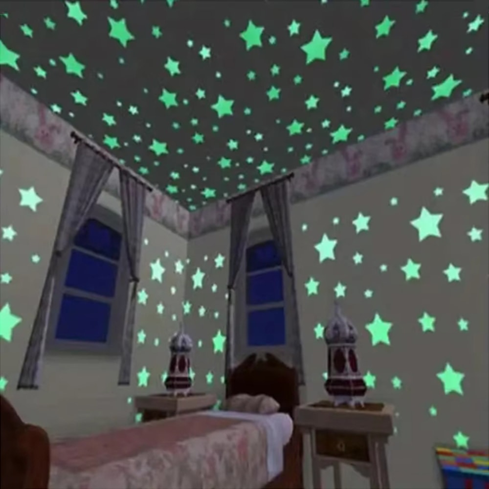Fluorescent Stereo Wall Stickers Luminous Star Glow Stickers For Bedroom Wall Decoration 1