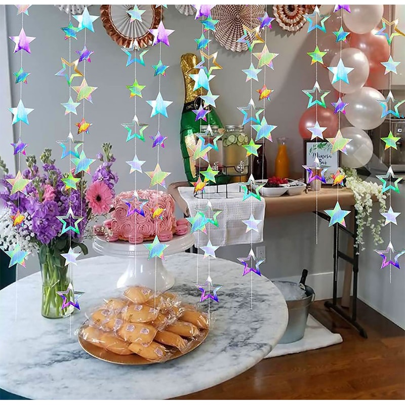 Silver Star Garland Paper Hanging Decoration For Room Birthday Party Banner Graduation New Year Par 0