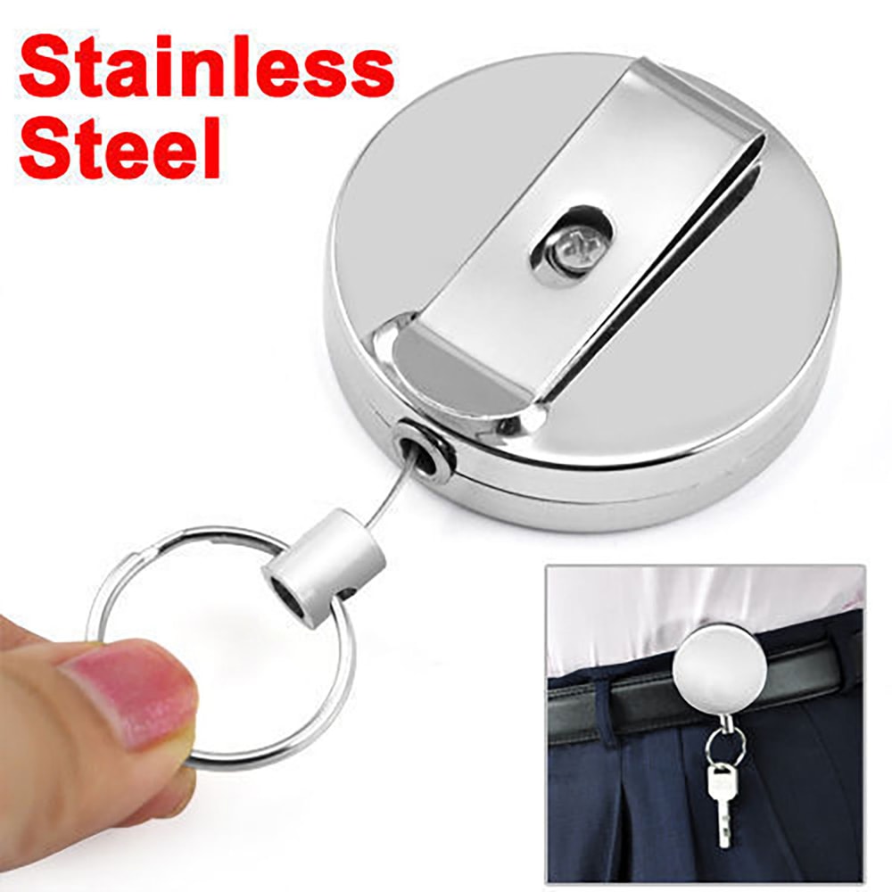 Retractable Badge Reel With Belt Clip Key Ring And Metal Design 0