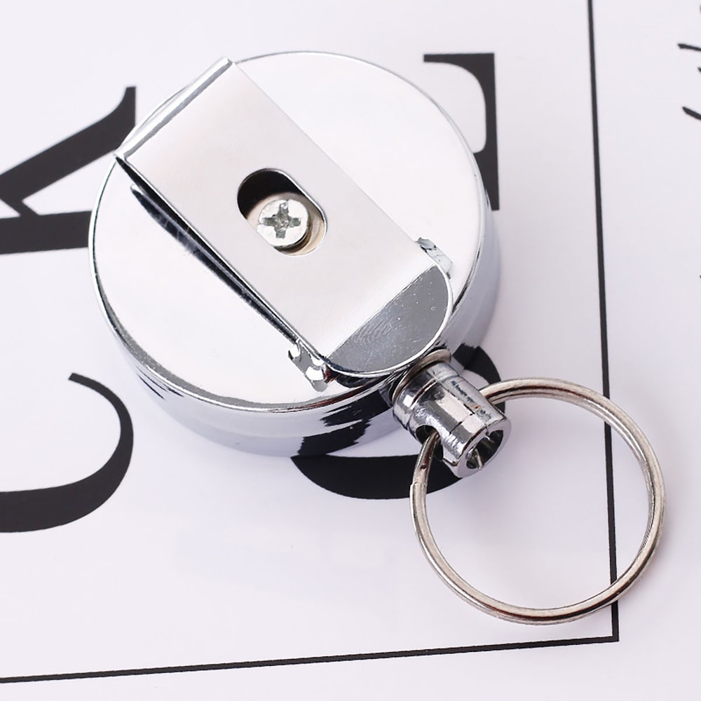 Retractable Badge Reel With Belt Clip Key Ring And Metal Design 2