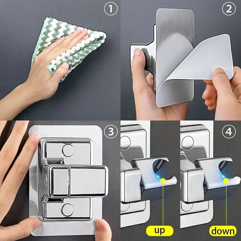 Adjustable Shower Head Holder Wall Mounted Self Adhesive Portable Bracket Shower Accessories 2