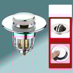 chrome bathroom sink drain stopper with hair catcher, universal rebound drain plug