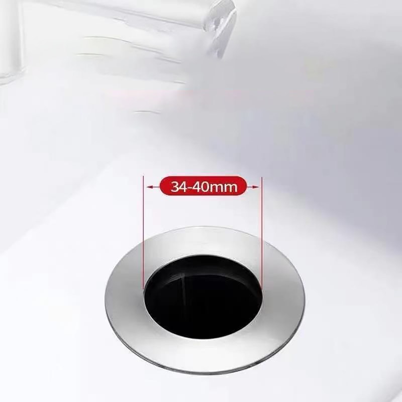 Chrome Bathroom Sink Drain Stopper With Hair Catcher Universal Rebound Drain Plug 4