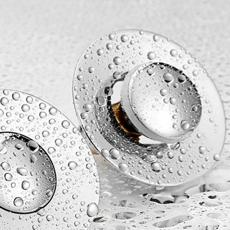 Chrome Bathroom Sink Drain Stopper With Hair Catcher Universal Rebound Drain Plug 2