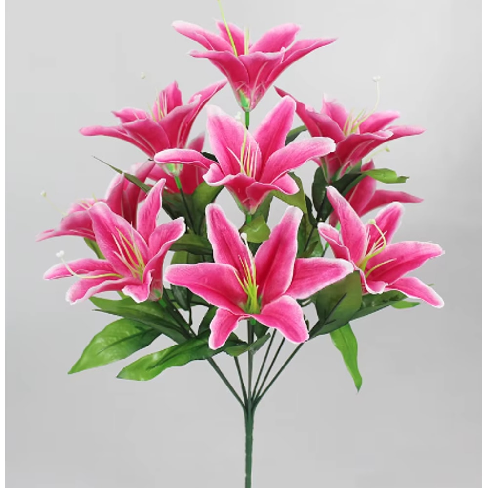 Multicolor Artificial Lily Flowers Bridal Bouquet Heads Wedding Home Party Decoration Fake Floral Arrangement