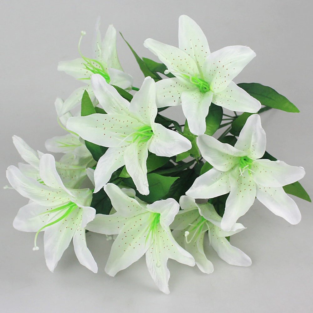 Multicolor Artificial Lily Flowers Bridal Bouquet Heads Wedding Home Party Decoration Fake Floral Arrangement