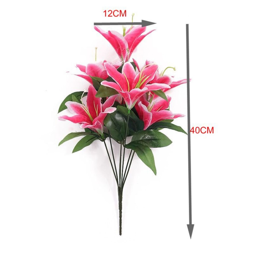 Multicolor Artificial Lily Flowers Bridal Bouquet Heads Wedding Home Party Decoration Fake Floral Arrangement