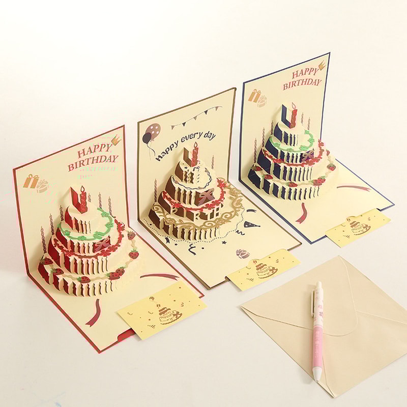 Birthday Greeting Cards with 3D Pop Up Gift Card and Envelope Wedding Table Decorations