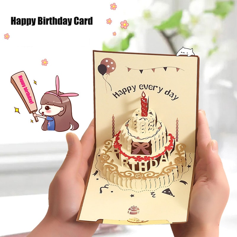 Birthday Greeting Cards with 3D Pop Up Gift Card and Envelope Wedding Table Decorations