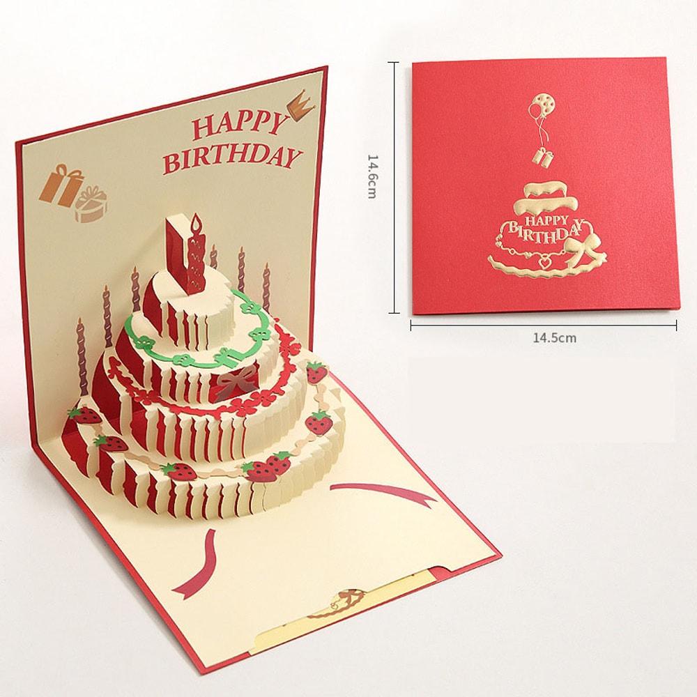 Birthday Greeting Cards with 3D Pop Up Gift Card and Envelope Wedding Table Decorations