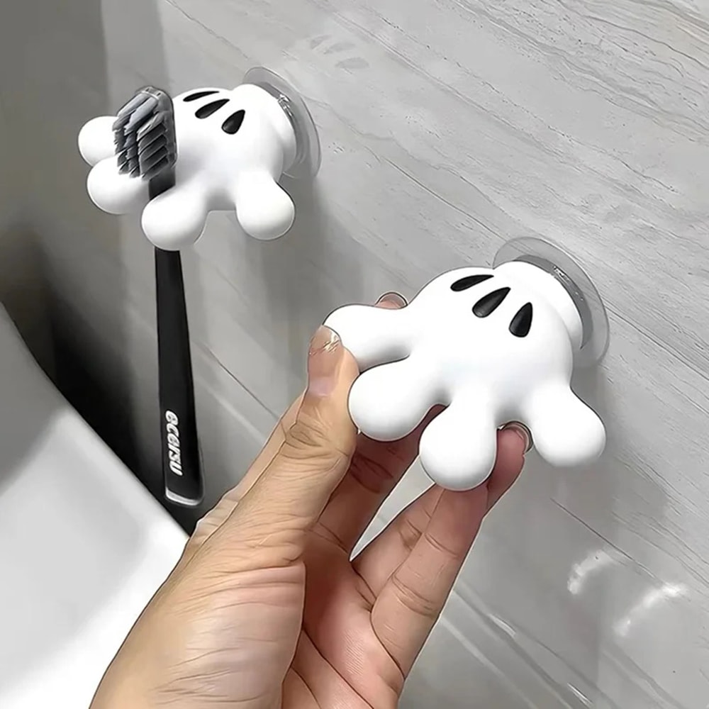 Cute Bathroom Towel Suction Cup with Mickey Palm Toothbrush Holder, Multi-function Hook, Traceless Hook, Data Cable Wind
