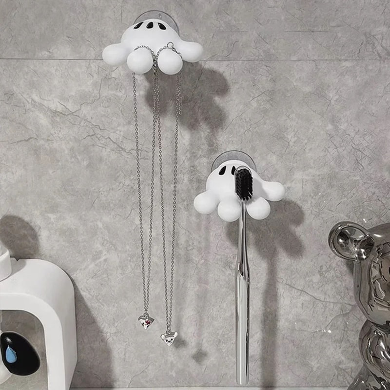 Cute Bathroom Towel Suction Cup with Mickey Palm Toothbrush Holder, Multi-function Hook, Traceless Hook, Data Cable Wind