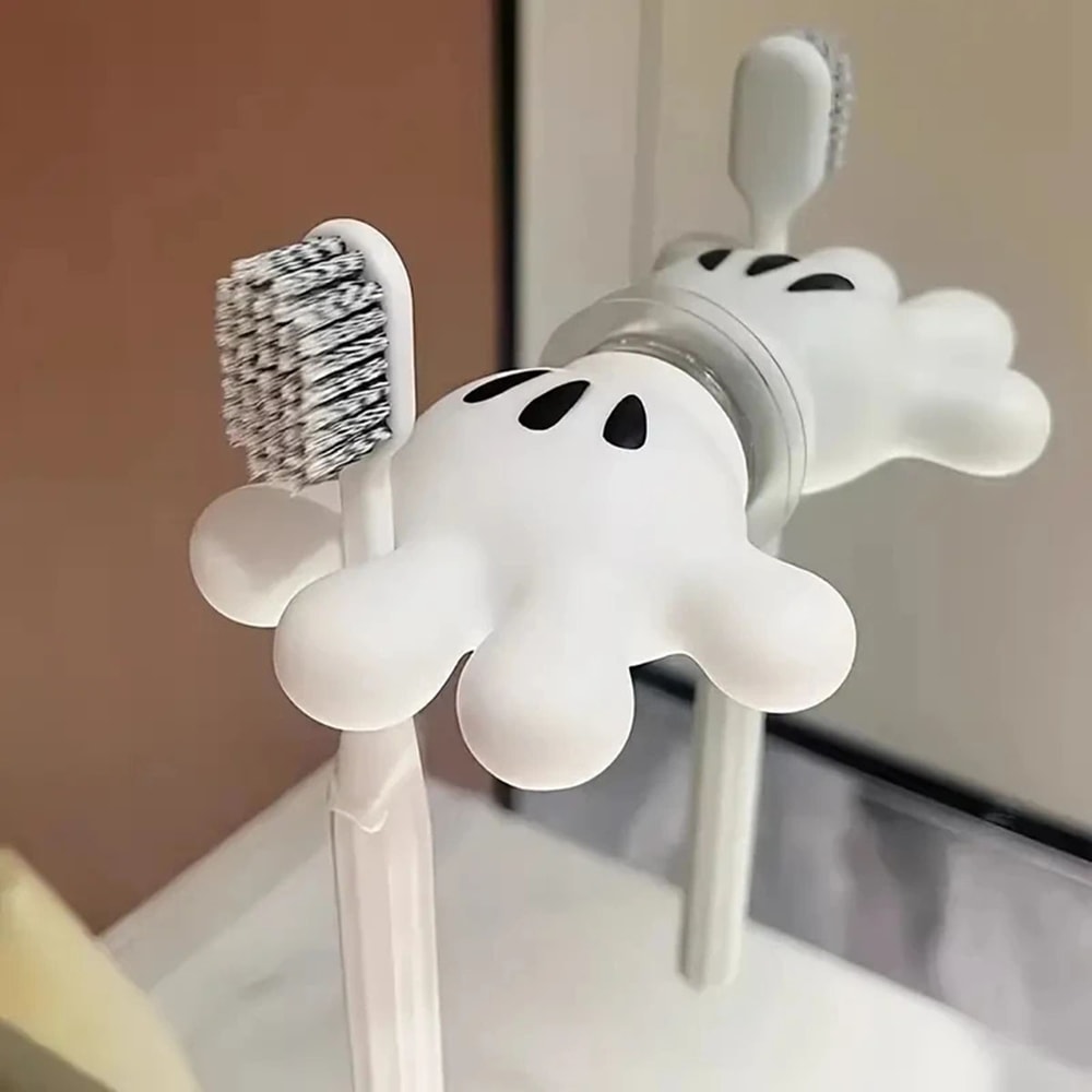 Cute Bathroom Towel Suction Cup with Mickey Palm Toothbrush Holder, Multi-function Hook, Traceless Hook, Data Cable Wind