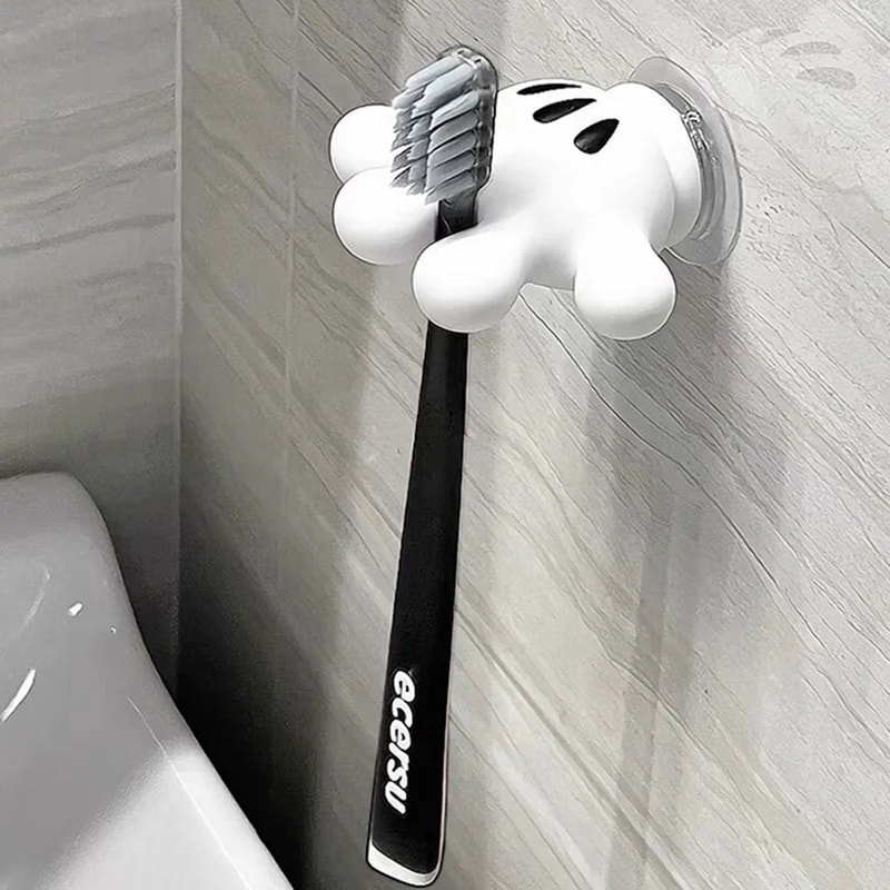 Cute Bathroom Towel Suction Cup with Mickey Palm Toothbrush Holder, Multi-function Hook, Traceless Hook, Data Cable Wind