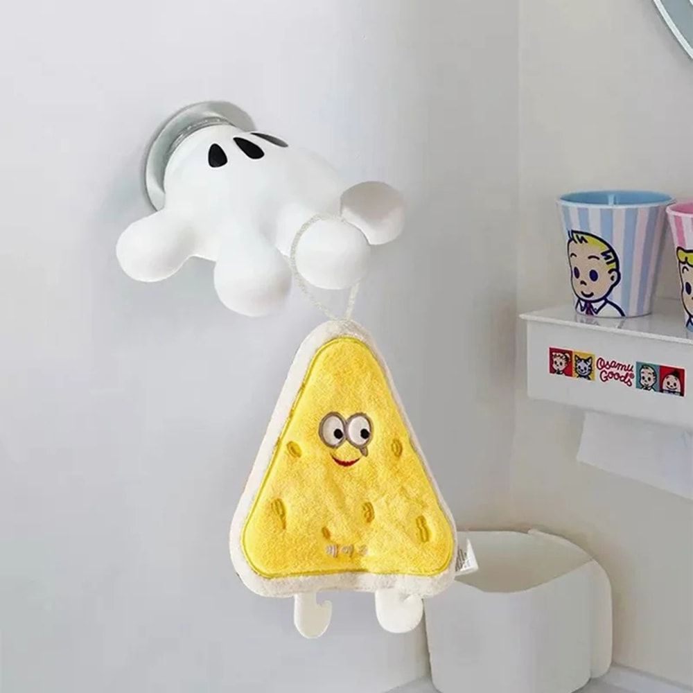 Cute Bathroom Towel Suction Cup with Mickey Palm Toothbrush Holder, Multi-function Hook, Traceless Hook, Data Cable Wind