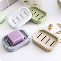 square plastic storage box with drainage cover, portable double-layer soap dish for travel and bathroom use