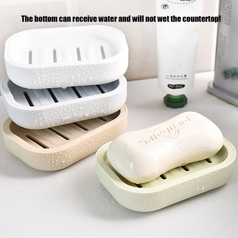 Square Plastic Storage Box With Drainage Cover Portable DoubleLayer Soap Dish For Travel And Bathro 1