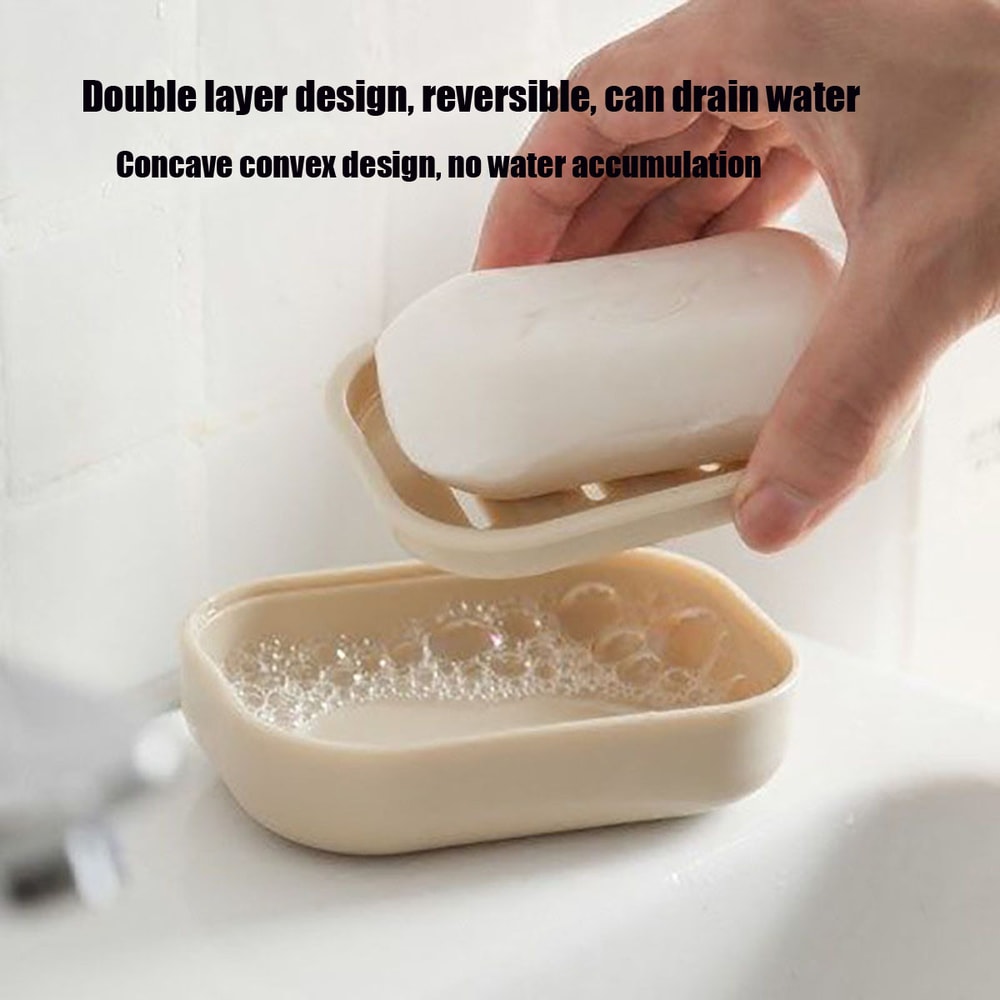 Square Plastic Storage Box With Drainage Cover Portable DoubleLayer Soap Dish For Travel And Bathro 2