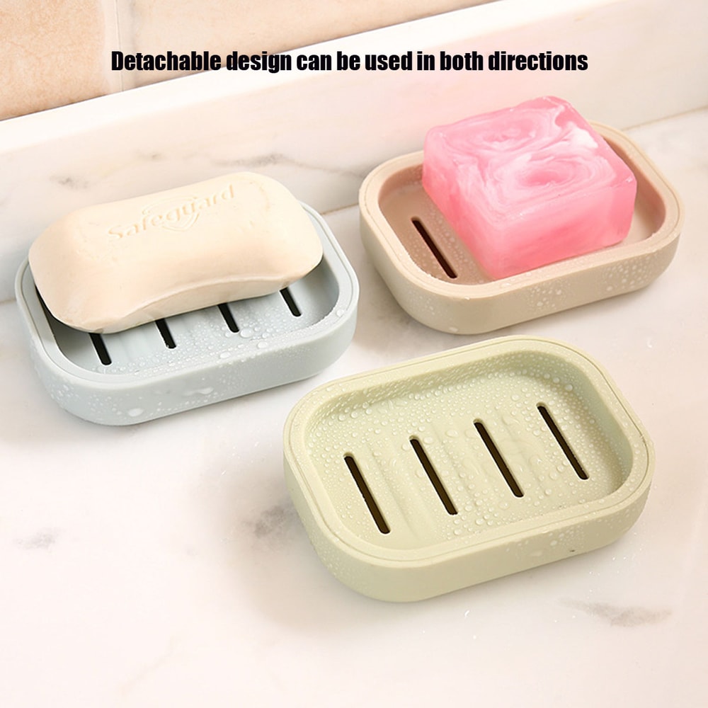 Square Plastic Storage Box With Drainage Cover Portable DoubleLayer Soap Dish For Travel And Bathro 3