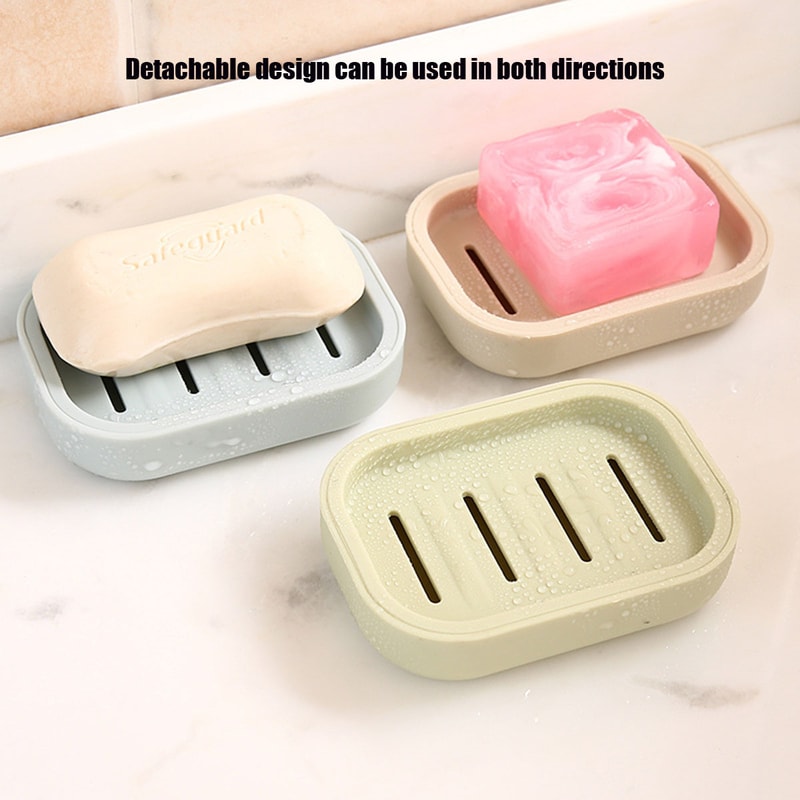 Square Plastic Storage Box With Drainage Cover Portable DoubleLayer Soap Dish For Travel And Bathro 3