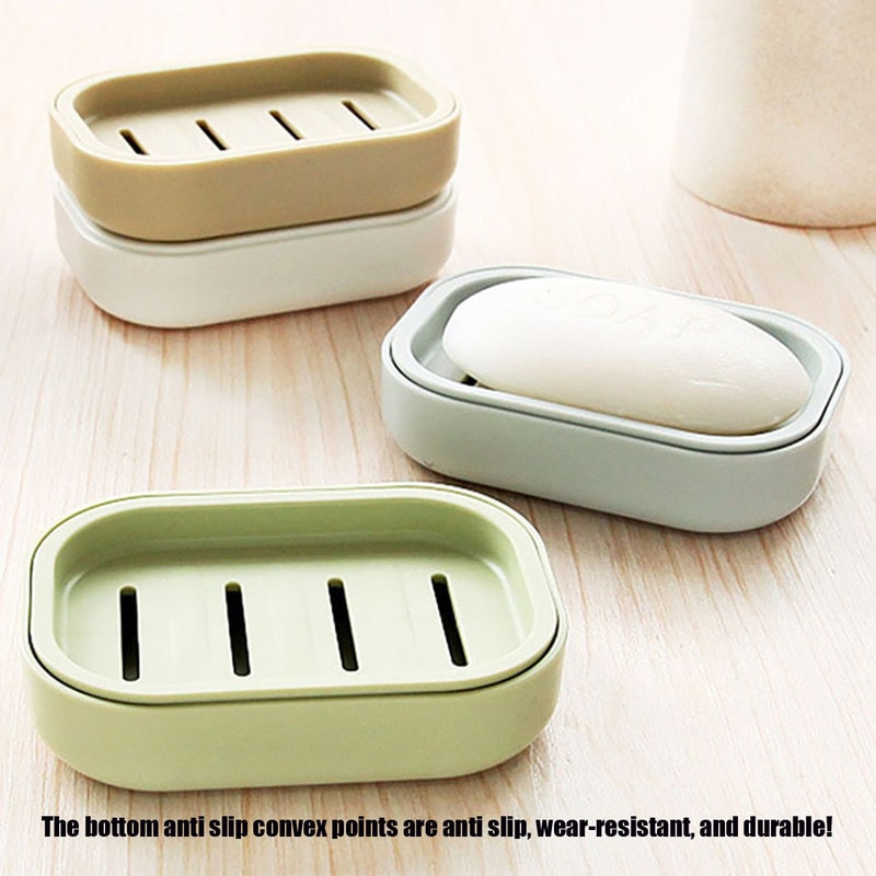 Square Plastic Storage Box With Drainage Cover Portable DoubleLayer Soap Dish For Travel And Bathro 4
