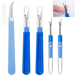 blue sewing seam ripper kit, thread unpicker cutter, embroidery and needlework tool for stitch removal and crafting