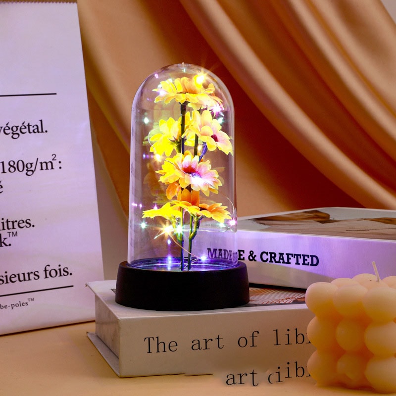 Eternal Flower Gift Small Sunflower Plastic Set Perfect for Graduation, Valentines Day, Mothers Day, and Birthday