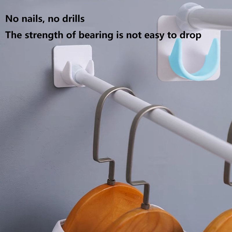 Adjustable Curtain Rod Bracket Holders Hooks Self-adhesive Punch-free Curtain Fixing Clip Household Pole Support