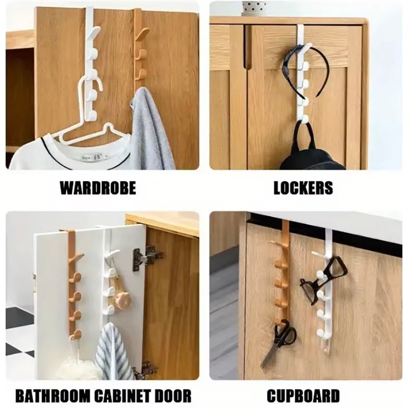 Plastic Bedroom Door Hanger Clothes Rack Over The Door Organizer Purse Holder For Bags Rails 4