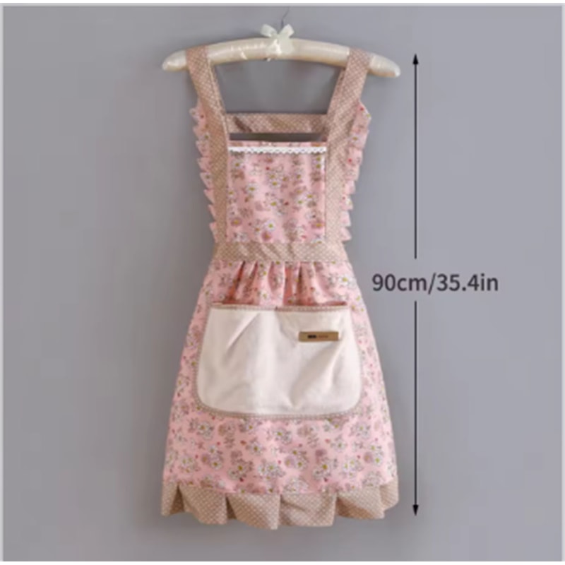 Lovely Canvas Apron For Women Kitchen Cooking Household Wear Antifouling And Breathable Cleaning Su 4