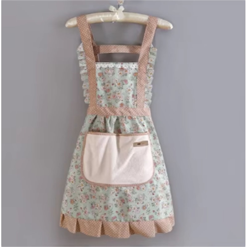 Lovely Canvas Apron For Women Kitchen Cooking Household Wear Antifouling And Breathable Cleaning Su 6