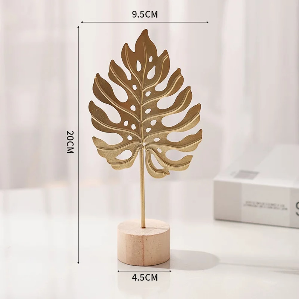 Golden Leaf Feather Metal Sculptures Statues Figurines Home Decor Ornaments Desktop Crafts Photo Pr 4