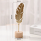 Golden Leaf Feather Metal Sculptures Statues Figurines Home Decor Ornaments Desktop Crafts Photo Pr 5