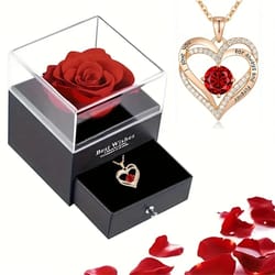 luxury red pendant necklace for girlfriend with rose flower gift box i love you jewelry trendy wedding gift