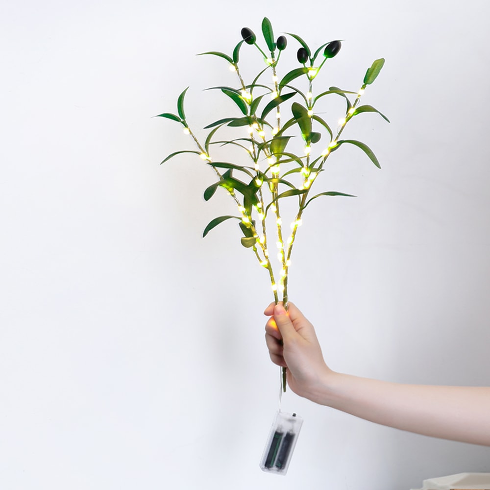 DIY Handcrafted Olive Branch LED Light Artificial Plant Night Light For Home Office Desk Counter De 2