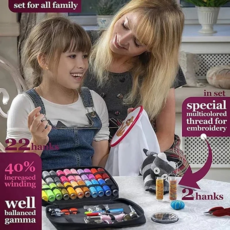 DIY Sewing Kits Multi-function Sewing Box Set for Hand Quilting Stitching Embroidery Thread Sewing Accessories