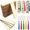 Wooden DIY Craft Bookmarks Lasercut Wooden Pendants Tassel Color Random Square Tags For Custom Proj 0