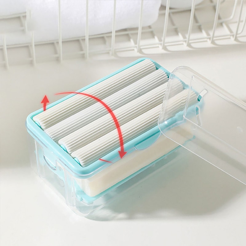 Portable Foaming Box Soap Dish Soap Rack With Brush Lid HandsFree Laundry Tool Storage Box 2