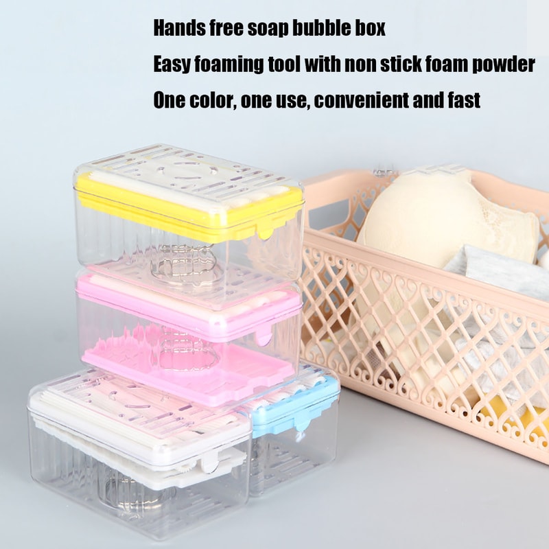 Portable Foaming Box Soap Dish Soap Rack With Brush Lid HandsFree Laundry Tool Storage Box 3