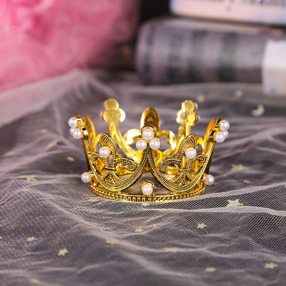 Mini Pearl Crown Wedding Cake Topper Romantic Garland Hair Ornaments Birthday Party Children Favors 6