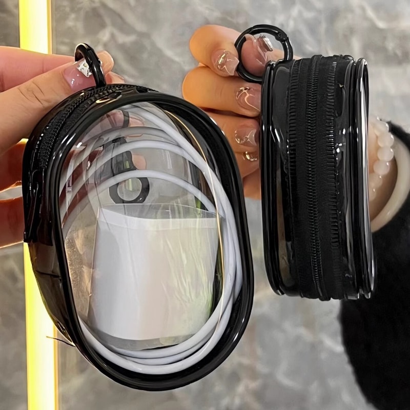 Multifunctional Clear Storage Box For Data Cable Outdoor Travel Headset Round Storage Bag For Cable 4