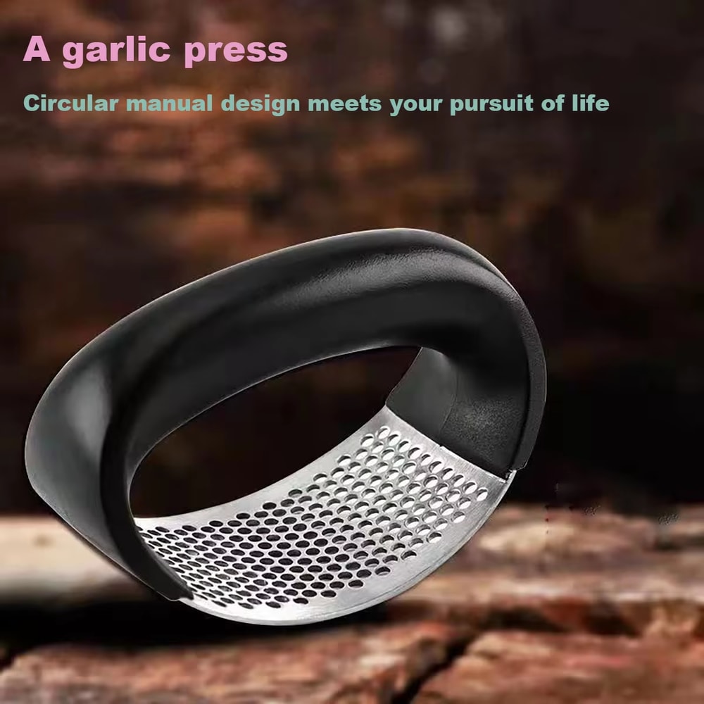 Manual Garlic Press Stainless Steel Mincer for Chopping Garlic, Vegetables and Fruits, Kitchen Gadget Tools with Curve
